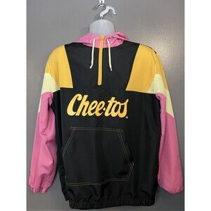 Cheetos Jacket Mens Medium Black Pink Hooded Windbreaker Chester Cheetah
